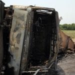 Oil Tanker turns over at Indus Highway, in Dera Ghazi Khan