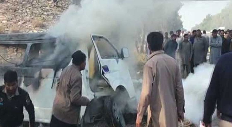 At least 11 killed, seven injured as van catches fire in Sargodha