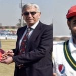 Babar Azam receives his ICC ODI team of 2019 cap from Majid Khan