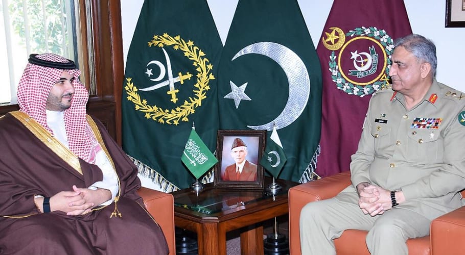 Saudi deputy defence minister calls on COAS Bajwa at GHQ
