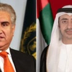 oreign Minister Shah Mahmood Qureshi and UAE's Foreign Minister Sheikh Abdullah bin Zayed Al Nahyan. Source: APP.
