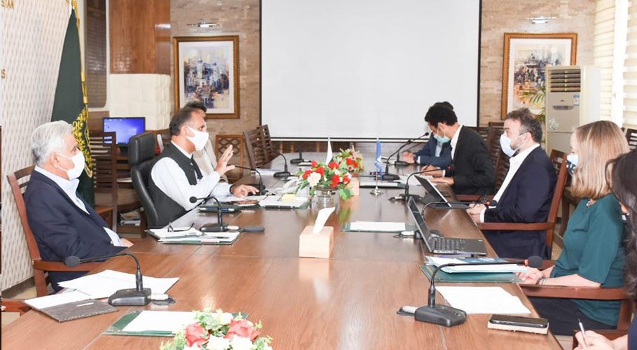 Minister for Economic Affairs Omar Ayub Khan held a consultative meeting with Country Director World Bank Najy Benhassine. Source: PID
