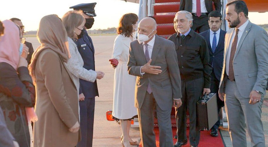 Afghanistan’s President Ghani and his delegation landed in Washington DC. Source: Twitter