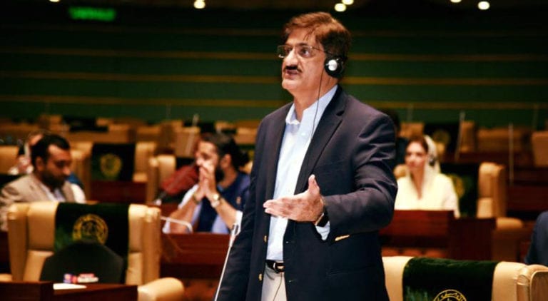 Chief Minister Sindh Murad Ali Shah presenting the budget. Source: CM House/Facebook