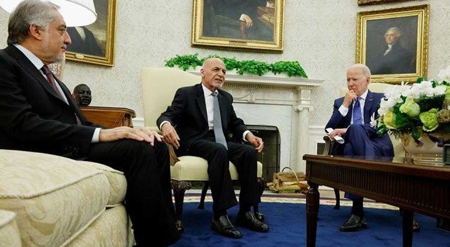 Biden meets with Afghan President Ashraf Ghani and Abdullah Abdullah. Source: REUTERS