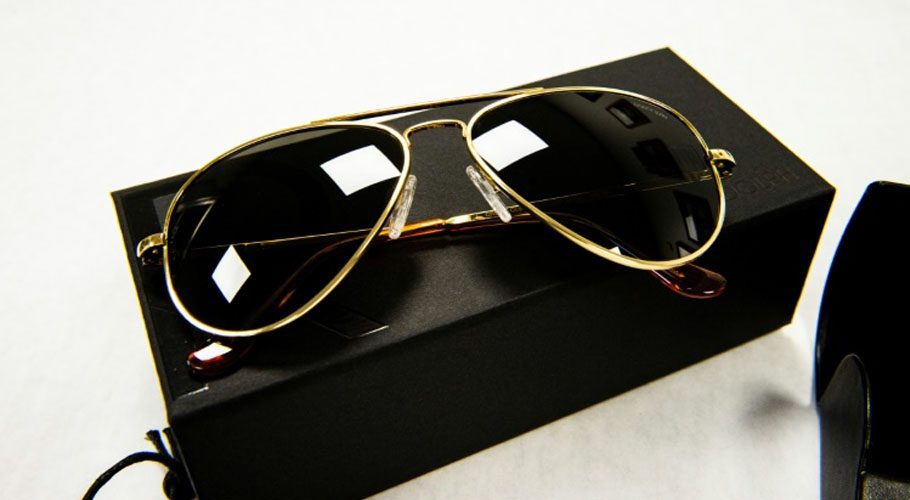 A pair of Concorde aviator sunglasses made n Randolph, Massachusetts. Source: AFP