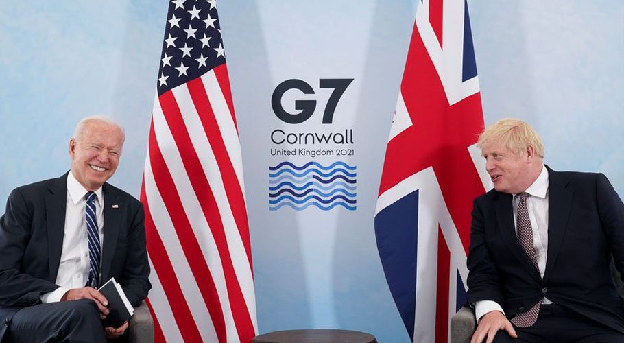 Britain's Prime Minister Boris Johnson meets with US President Joe Bide ahead of the G7 summit. Source: Reuters