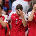 Eriksen fell to the ground near the sideline late in the first half during the clash against Finland. Source: Al-Jazeera