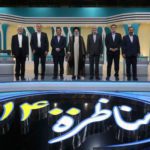 Iran's presidential candidates stand after the election debate at a television studio. Source: Reuters