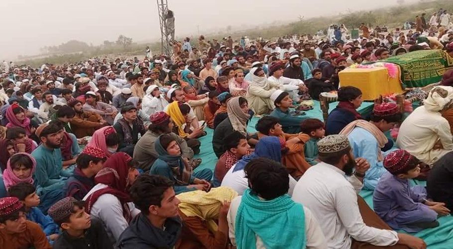 The people of JaniKhel have been protesting against killing of a tribal elder. Source: Twitter