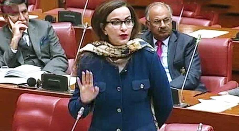 PPP Senator Sherry Rehman speaks in the upper house of parliament.