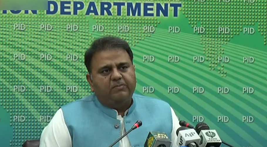 Fawad Chaudhry addressing a post-cabinet meeting press conference