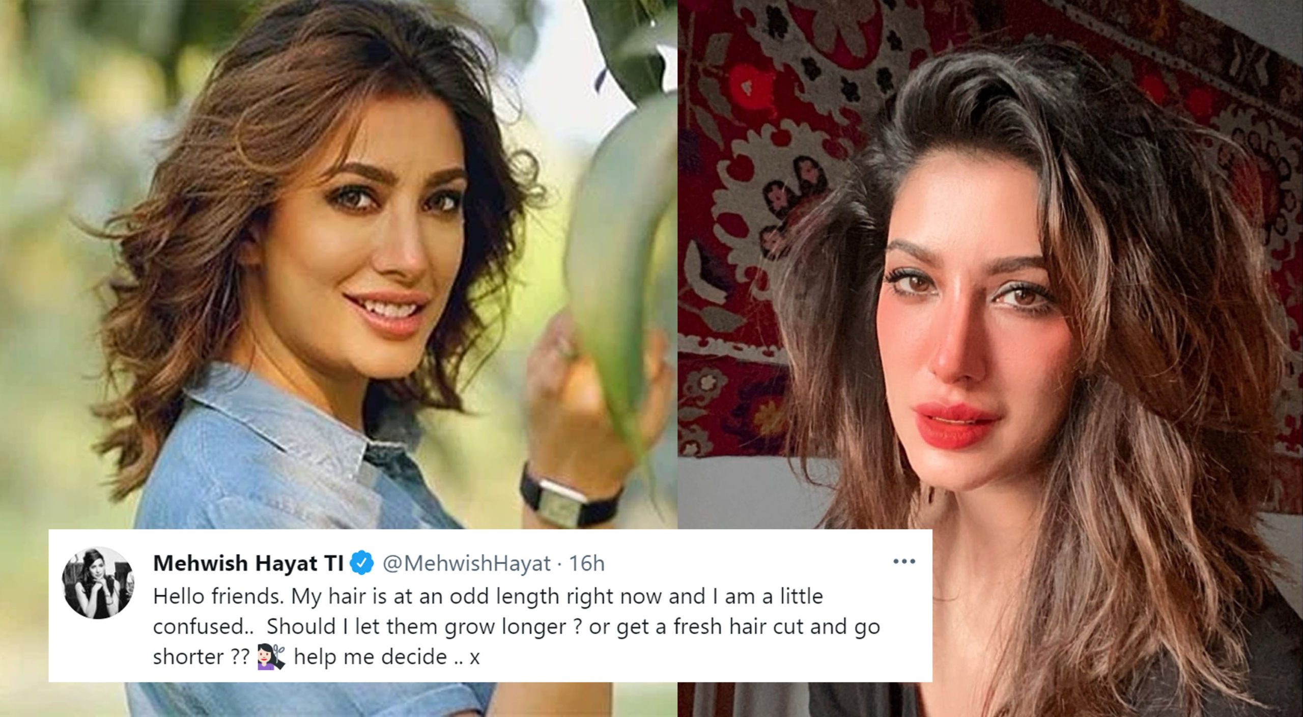 While sharing a selfie on her official Twitter account, Mehwish Hayat shared her new selfie