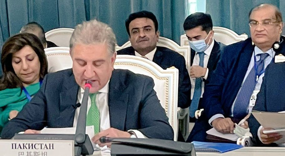 Qureshi was addressing a meeting of the Council of SCO Foreign Ministers in Dushanbe. Source: Twitter.