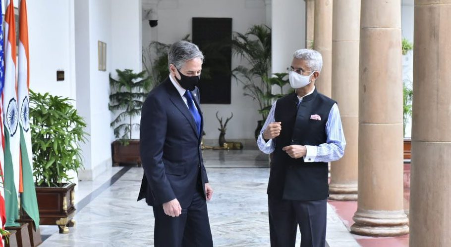 US Secretary of State Antony Blinken and Indian Foreign Minister Subrahmanyam Jaishankar met in New Delhi. Source: MOEA India/Twitter
