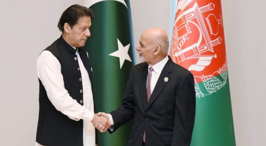 Prime Minister Imran Khan meets Afghan President Ashraf Ghani in Tashkent.