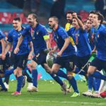 Italy celebrate with the trophy after winning Euro 2020. Source: Reuters