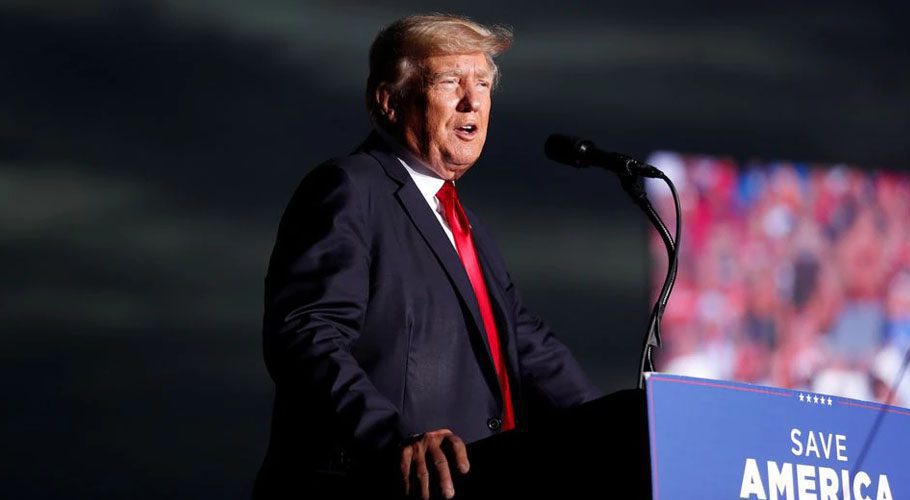 Former President Donald Trump speaks to his supporters during the Save America Rally. Source: Reuters