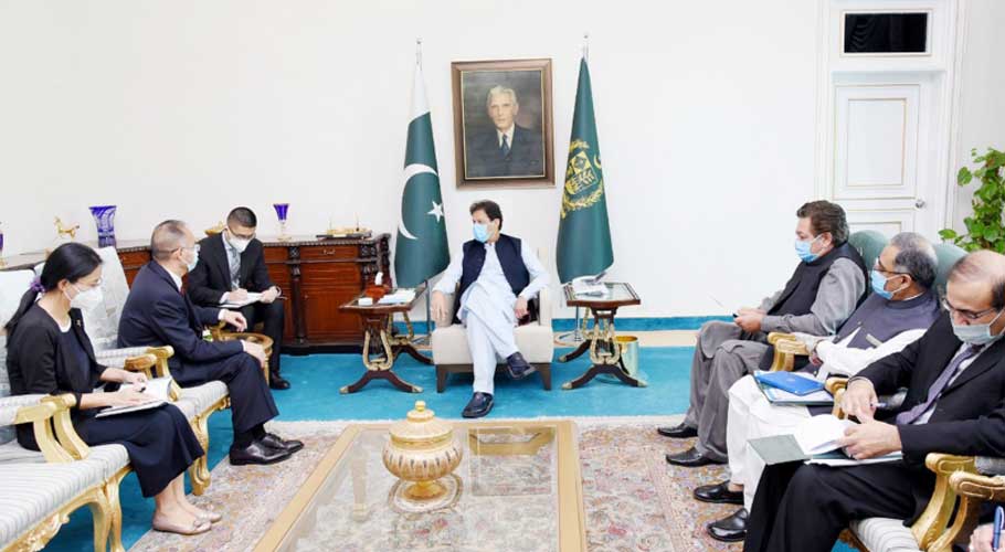 Chinese envoy calls on PM, discusses CPEC, Covid vaccines, mutual ties. (Source: PID)
