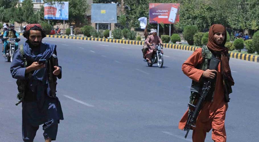 Taliban fighters patrol the streets in Herat. (Source: AFP)