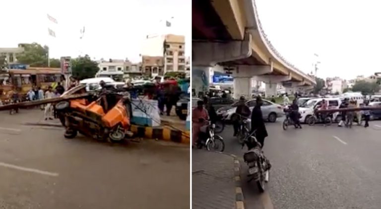 electric pole fell karachi