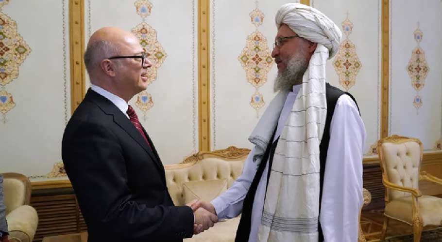 Turkish envoy meets Afghanistan’s deputy premier Abdul Salam Hanafi. (Source: Twitter)