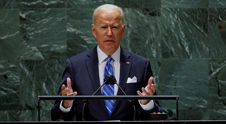 US President Joe Biden speaks during the 76th Session of the UN General Assembly in New York City. Source: Reuters.
