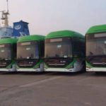 The first batch of Green Line BRT buses arrived from China. Source: Twitter.