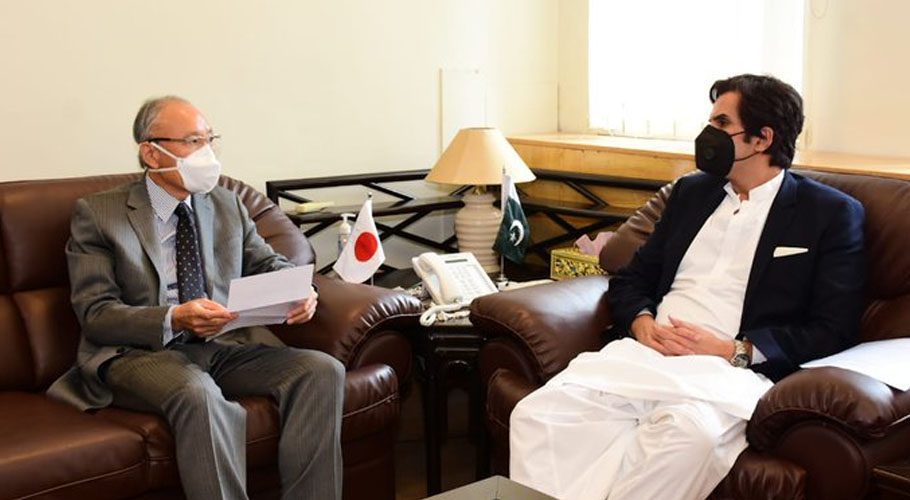 Bakhtiar meets with Ambassador of Japan to Pakistan Kuinori Matsuda. Source: APP/PID.