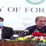 Foreign Minister Shah Mehmood Qureshi, National Security Advisor Dr Moeed Yusuf and Minister for Human Rights Dr Shireen Mazari shared the document with the media at a special briefing at the Foreign Office. Source: PID.