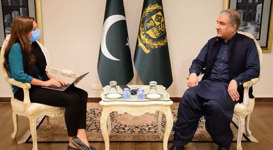 Foreign Minister Shah Mahmood Qureshi was giving an interview to a UK-based journal. Source: APP/Radio Pakistan.