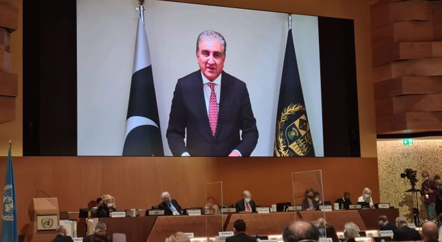 The foreign minister delivered in a high-level ministerial meeting virtually in Geneva on the humanitarian situation in Afghanistan. Source: APP.