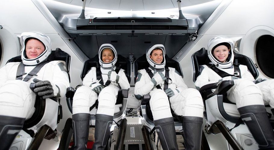 The Inspiration4 crew includes Chris Sembroski, Sian Proctor, Jared Isaacman and Hayley Arceneaux. Source: Reuters.