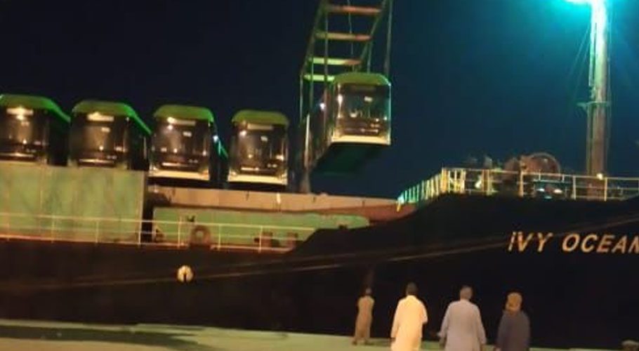 The second consignment 40 buses had arrived in Karachi. Source: Twitter. 
