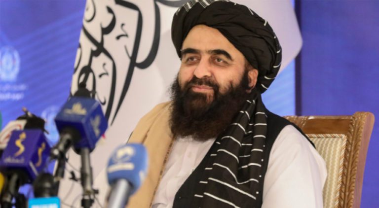 Acting Afghan Foreign Minister Amir Khan Muttaqi was giving an interview. Source: APP.