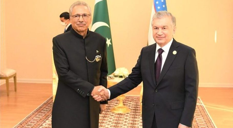 President Dr Arif Alvi met with Uzbek President Shavkat Mirziyoyev. Source: APP.