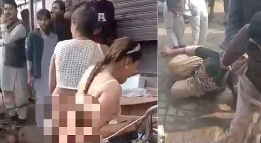 Failing to stop the four women, the shopkeeper went out and locked the door (Photo Twitter)