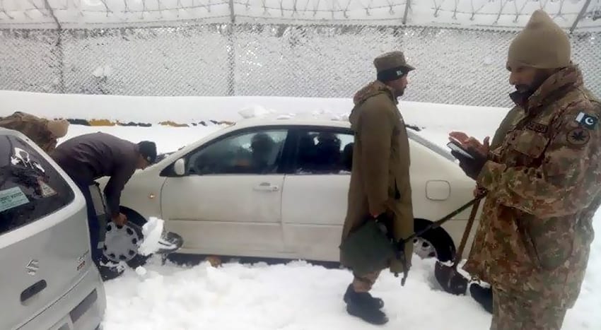 At least 22 tourists stranded in their vehicles due to heavy snowfall had died. Source: Twitter.