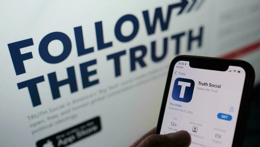 The 'Truth Social' app is available on Apple App Store. Source: Reuters.
