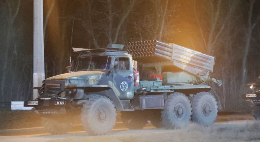 Explosions could be heard in the pre-dawn quiet of the Ukrainian capital of Kyiv. Source: Reuters.