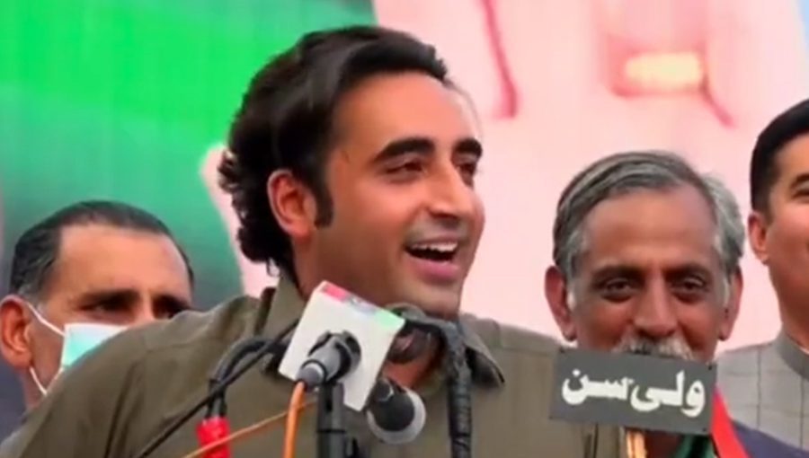 Bilawal was addressing a public rally in Malakand. Source: Twitter.