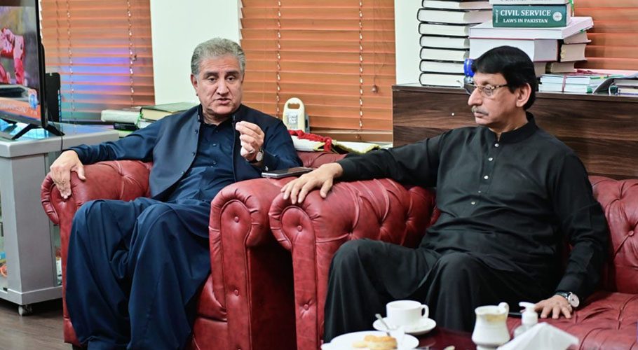 A PTI delegation led by Shah Mahmood Qureshi met the MQM-P. Source: Twitter.