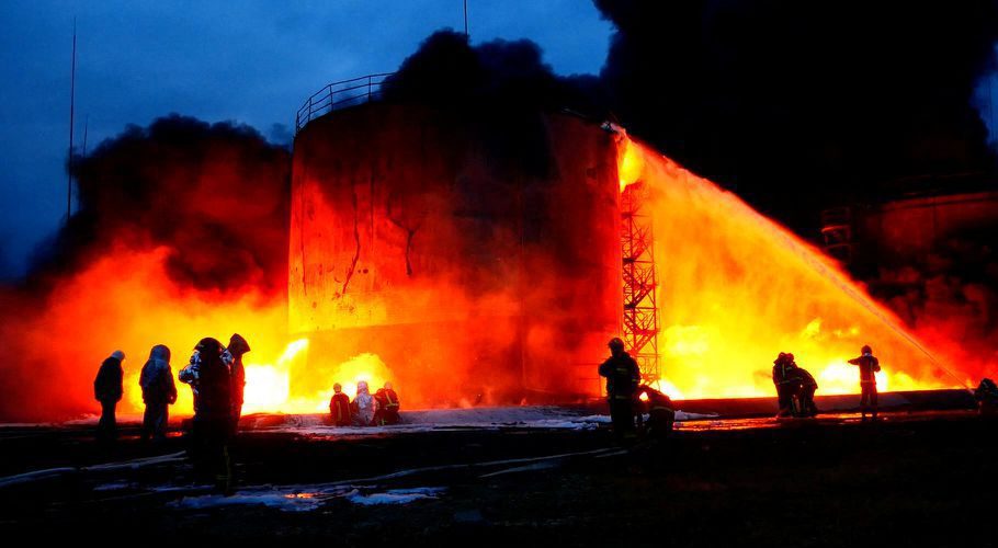 Russia hit a fuel depot being used by Ukrainian forces near Lviv. Source: Reuters.