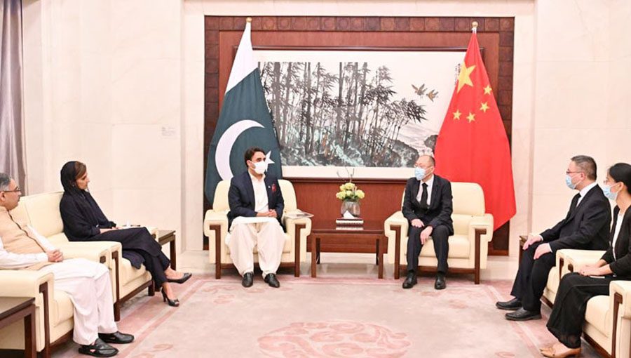 Foreign Minister Bilawal Bhutto Zardari visited Chinese Embassy in Islamabad. Source: Radio Pakistan.