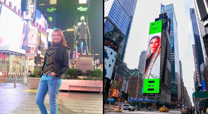 Pakistani Sufi and folk singer Mehak Ali has been featured in the New York Times Square. Source: Twitter.