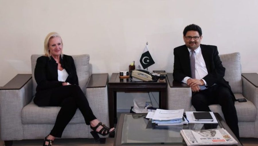 The finance minister was speaking to US Charge d’ Affaires Angela P. Aggeler. Source: APP.