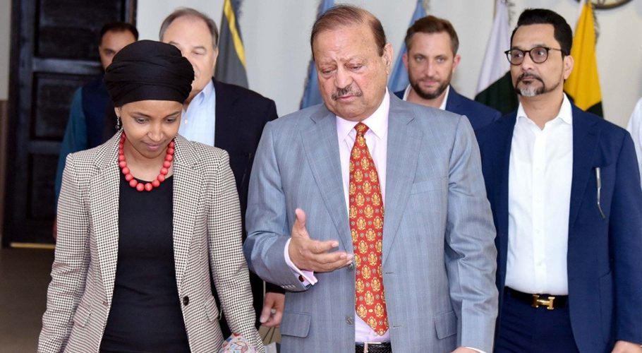 Ilhan Omar meet AJK President Barrister Sultan Mehmood. Source: APP.