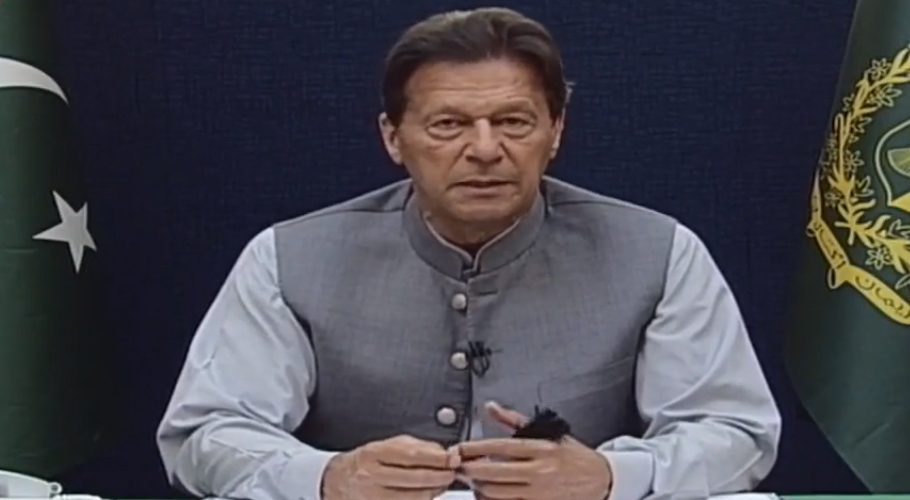 The prime minister was responding to telephone calls during a live question and answer session. Source: PTV.