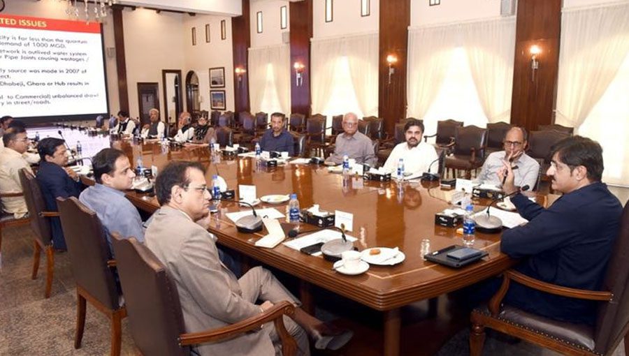 Chief Minister Sindh was reviewing the matters of KWSB. Source: Facebook. 