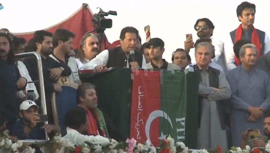 Imran Khan was addressing a gathering in his hometown, Source: PTI.